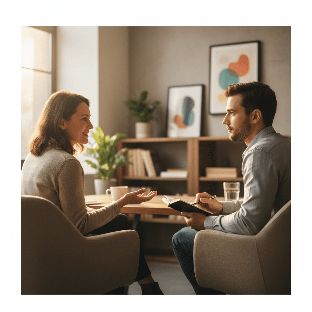 Manager conducting meaningful one-on-one conversation